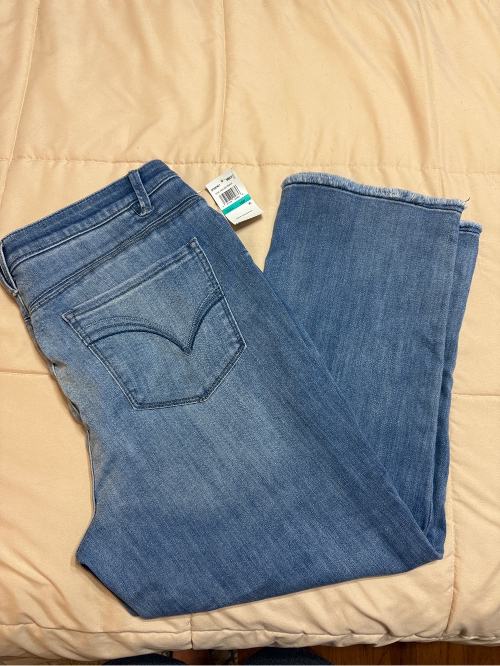 Democracy Medium Blue Flare Jeans with Raw Hem